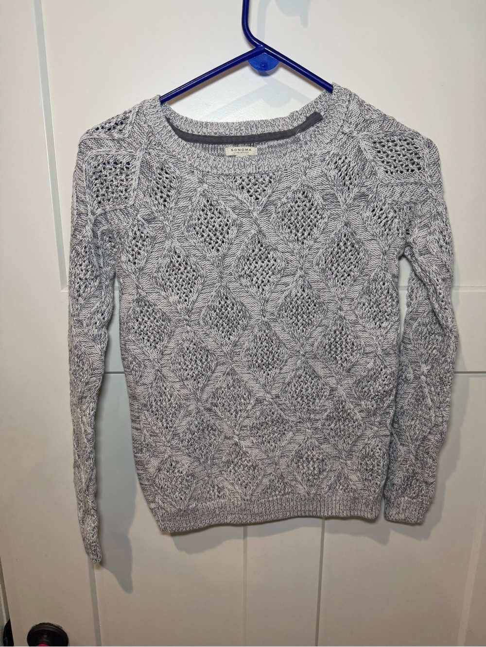 SONOMA Light Gray Cable Knit Crewneck Sweater Size XS